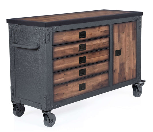 Duramax 48-inch tool chest with 5 drawers and wood top for garage storage 