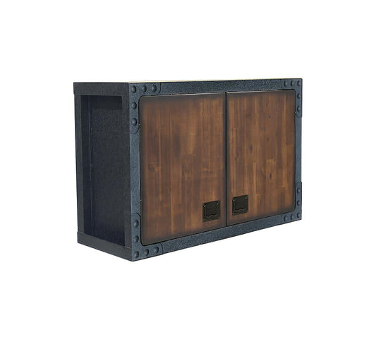 Duramax 36-inch industrial wall cabinet with dark-finished wooden doors and metal framing, model 68030. 