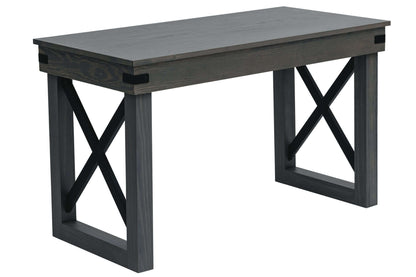 Duramax 48 In Felix Wood Desk with Drawer, 48” veneer top, solid wood legs with black aluminium crossbar, contemporary style.