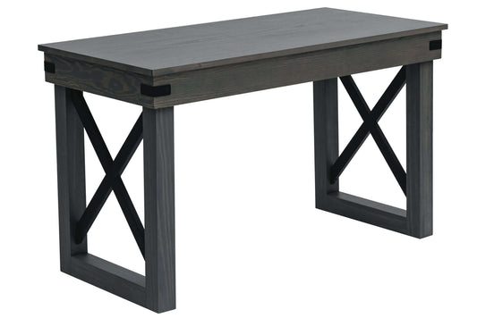 Duramax 48 In Felix Wood Desk with Drawer, 48” veneer top, solid wood legs with black aluminium crossbar, contemporary style. 