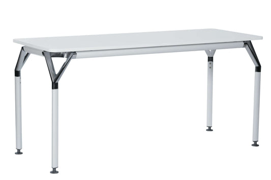 Duramax Ramo Desk 68054 with sleek design, die-cast aluminum chrome details, robust aluminum legs; perfect for home or office space. 