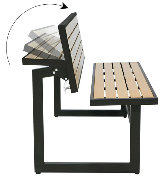 Duramax Ashton Convertible Table Bench 68070 transforming from bench to table for outdoor use. 