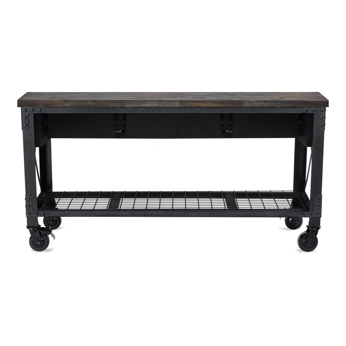Duramax 72 In x 24 In 3-Drawer Rolling Industrial Workbench w/ Wood Top - Aged Espresso 68001E