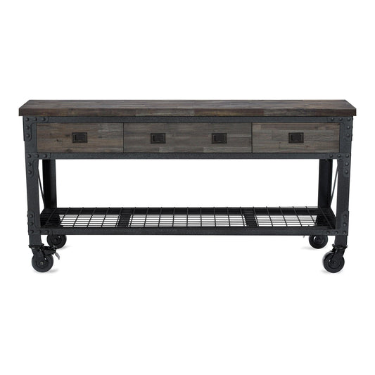 Duramax 72 In x 24 In 3-Drawer Rolling Industrial Workbench w/ Wood Top - Aged Espresso 68001E