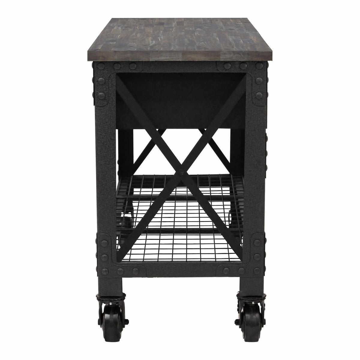 Duramax 72 In x 24 In 3-Drawer Rolling Industrial Workbench w/ Wood Top - Aged Espresso 68001E