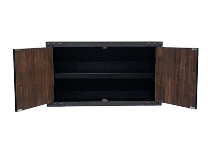 Open Duramax 36-inch industrial wall cabinet with wood-finished doors and spacious interior for versatile storage. Model 68030.