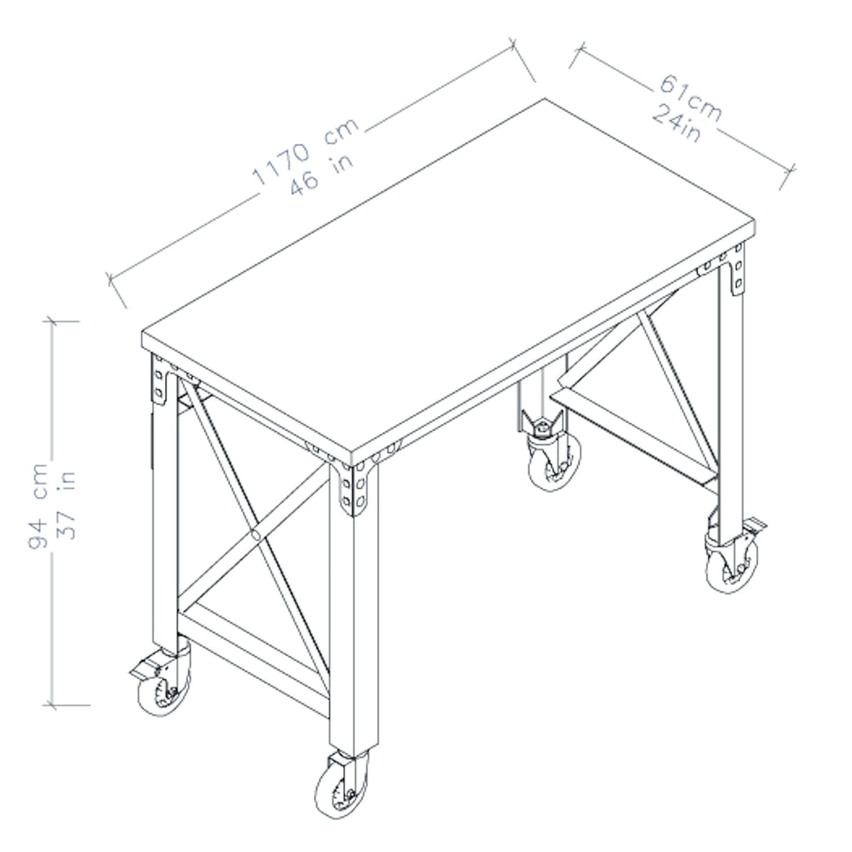 Duramax 46 In x 24 In Rolling Industrial Worktable 68023