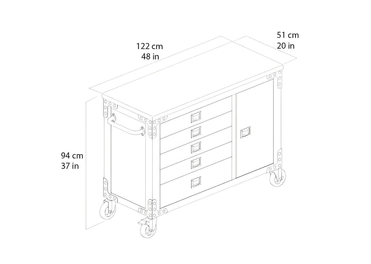 Duramax 48 In 5 Drawer Rolling Tool Chest w/ Wood Top 68005