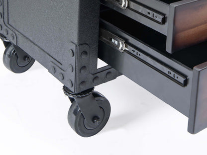 Close-up of the Duramax 5 Drawer Rolling Tool Chest showing ball bearing slides and durable wheels for easy mobility.
