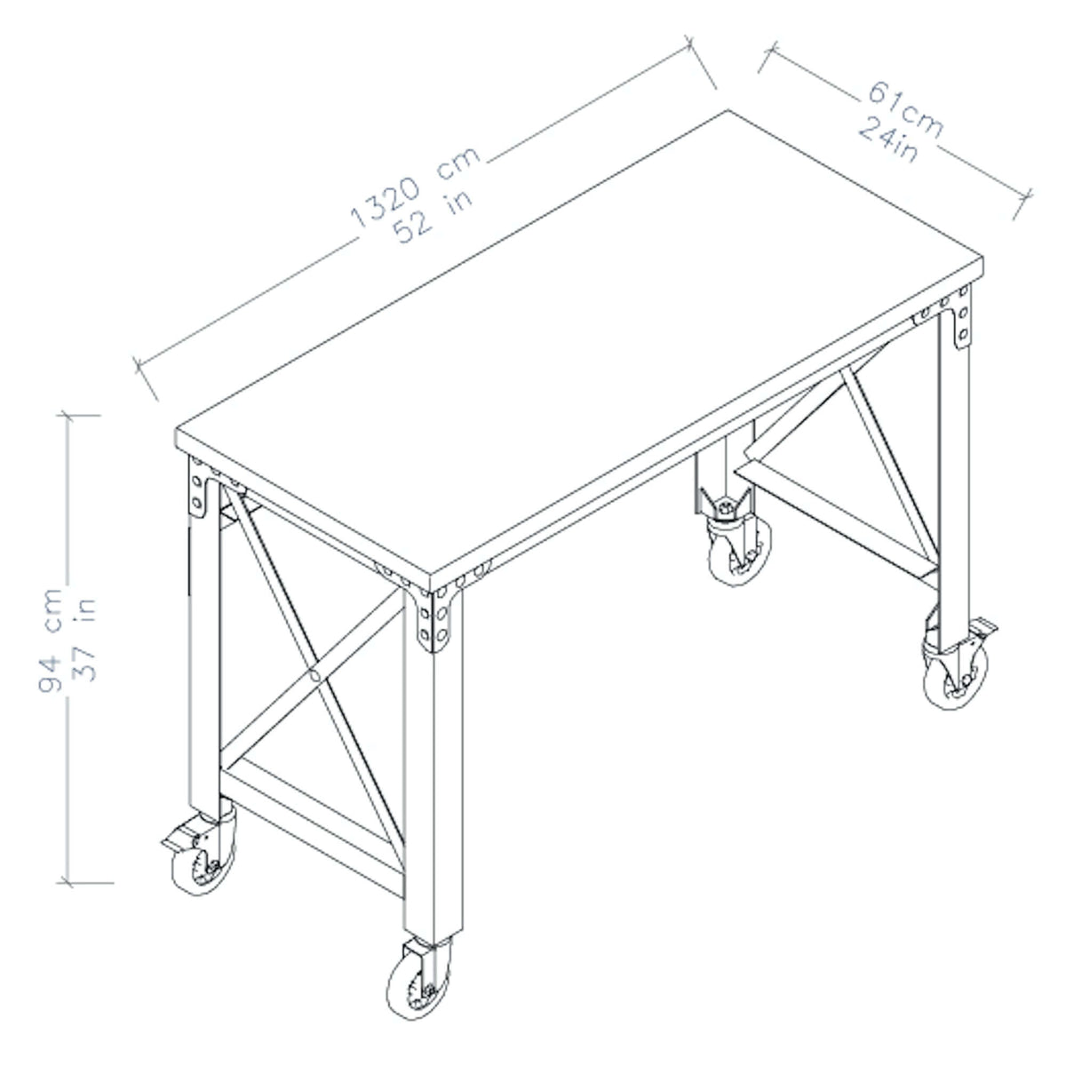 Duramax 52 In x 24 In Rolling Industrial Worktable 68022