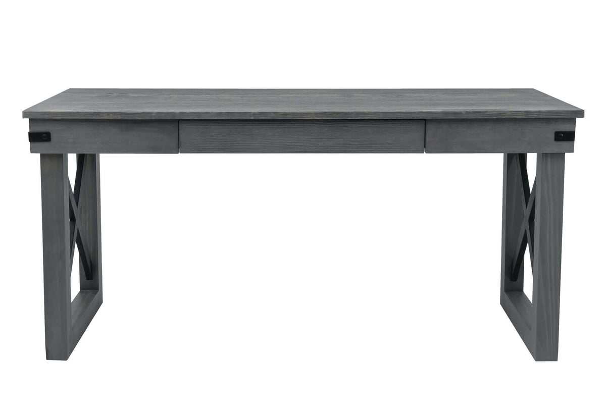 Duramax Felix Wood Desk 62-inch with Drawer, stylish and contemporary, solid wood legs, gray finish, ample workspace