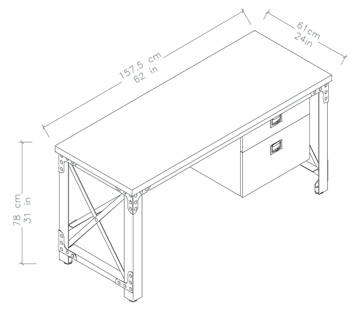 Duramax 62 In Jackson Industrial Metal & Wood desk 68050