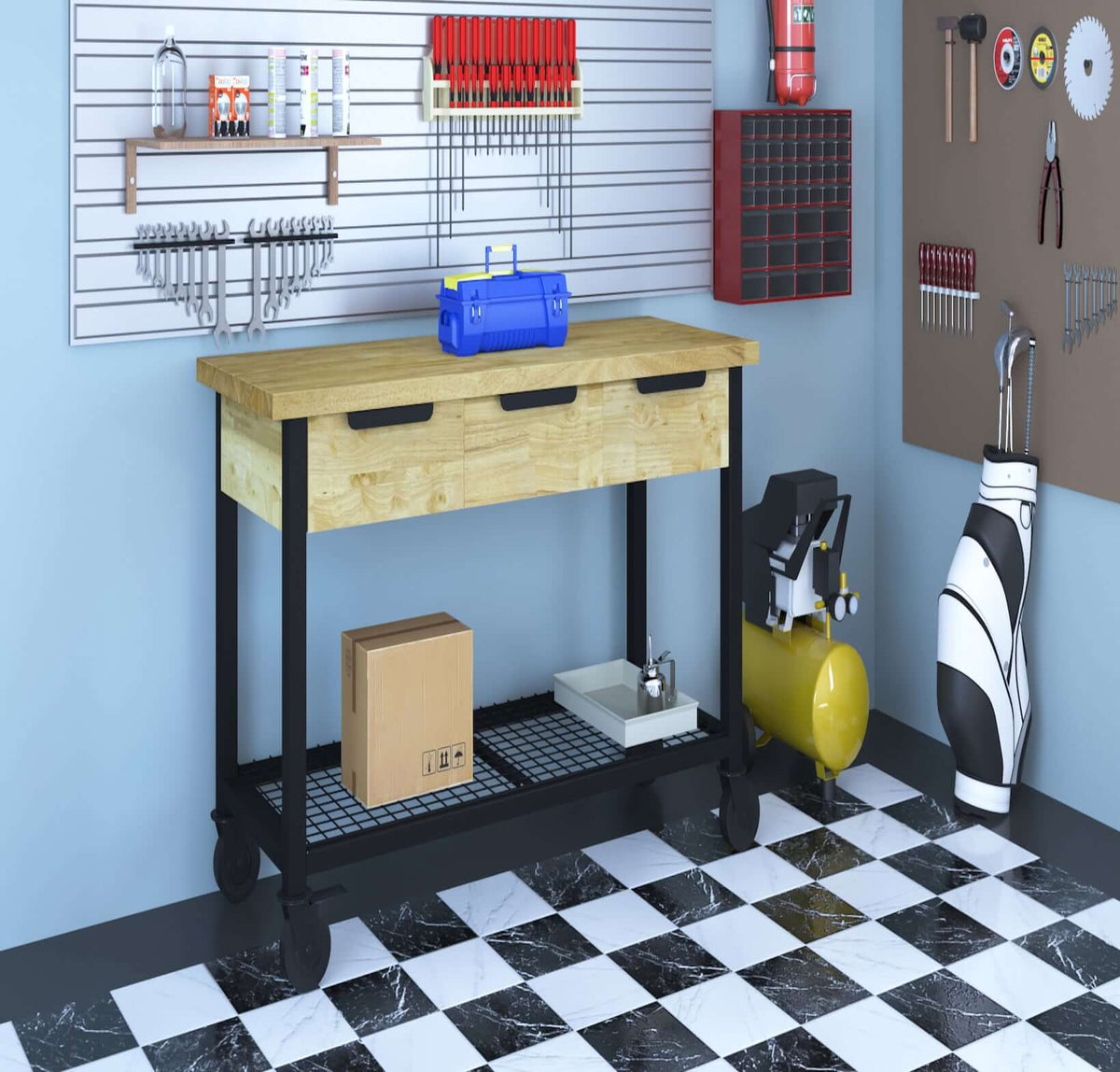 Duramax 62 In x 24 In Rove 3-Drawer Mobile Workbench 68004