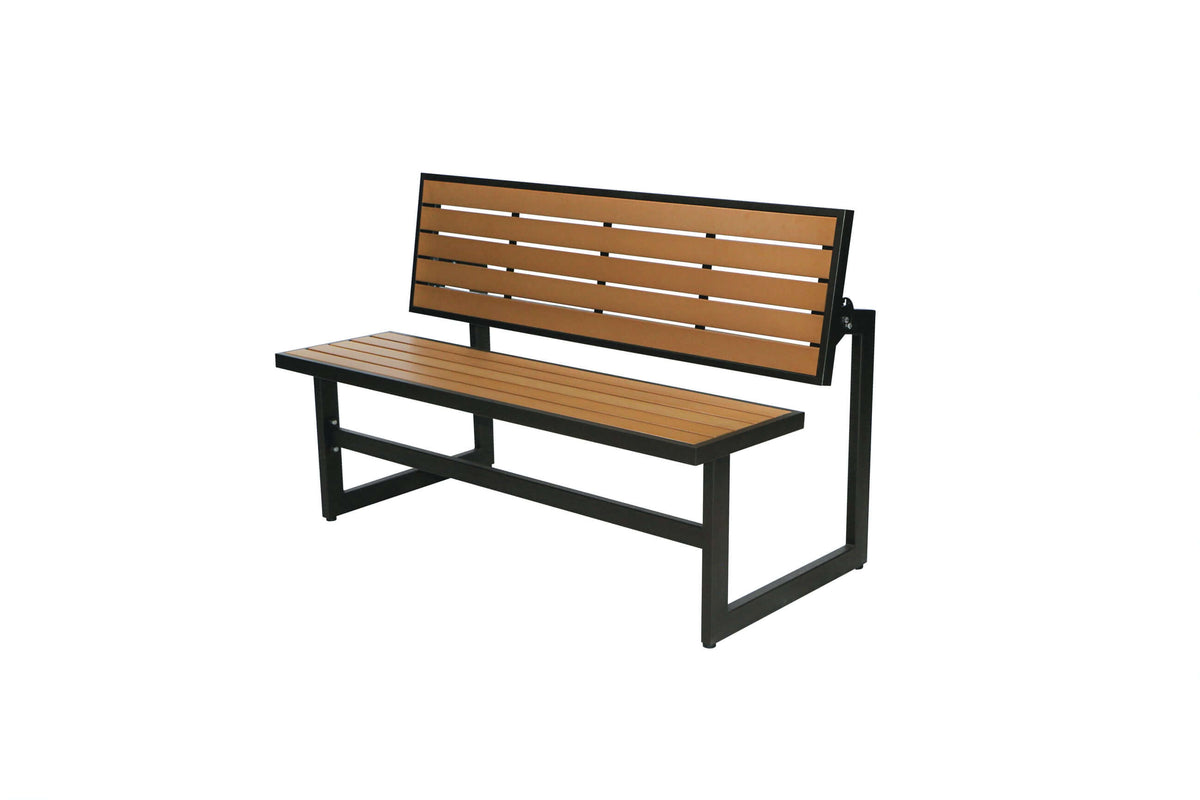 Duramax Ashton Convertible Table Bench 68070, versatile outdoor furniture transforming from bench to table, steel frame, wood finish.