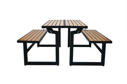 Duramax Ashton Convertible Table Bench 68070 transforms into a picnic table, perfect for outdoor use with a sturdy steel frame.