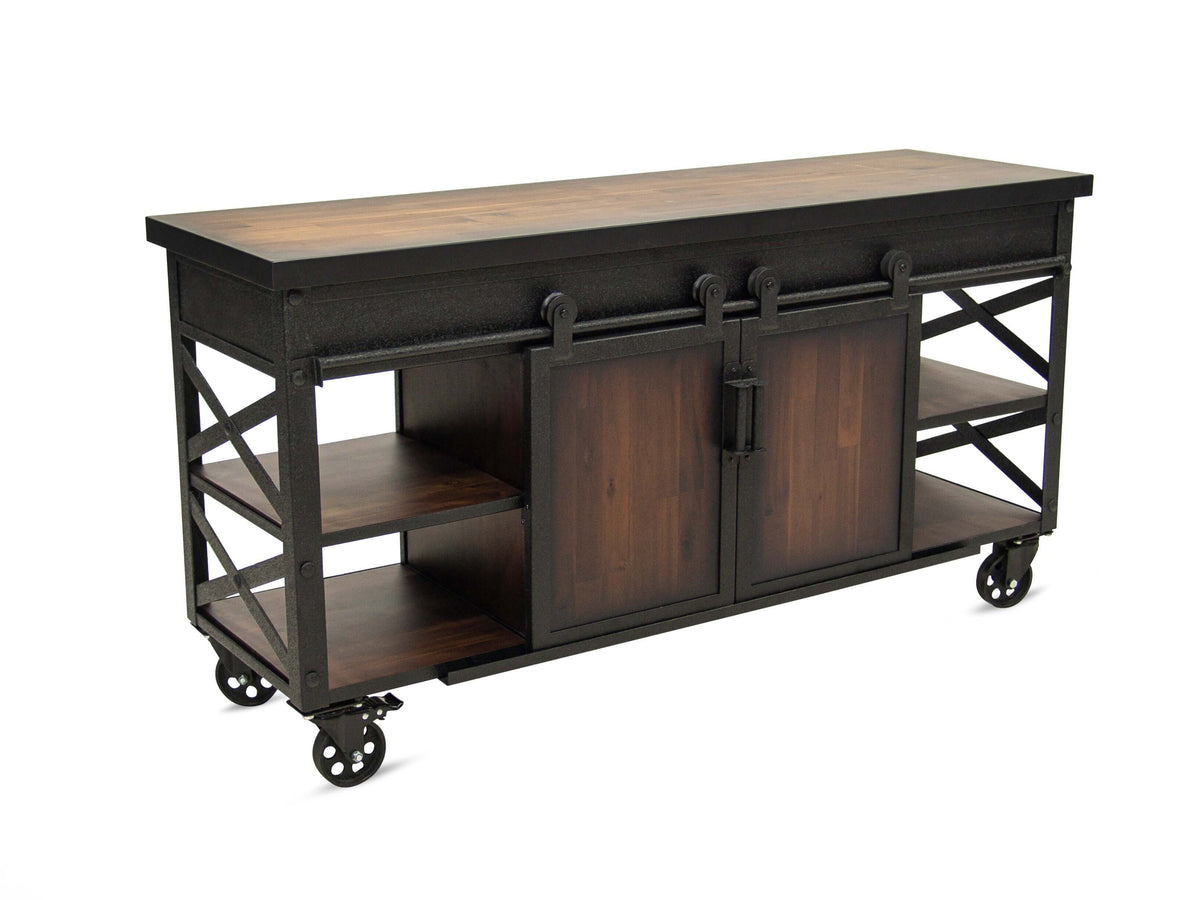 Alt Tag: Duramax Farmhouse Cabinet 68062 with Industrial Design and Sliding Doors, Made from Metal and Wood, Feature Image