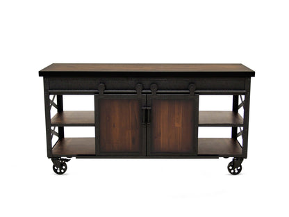 Duramax Farmhouse Cabinet 68062 with sliding doors, industrial design, made of metal and wood, perfect for any home décor.