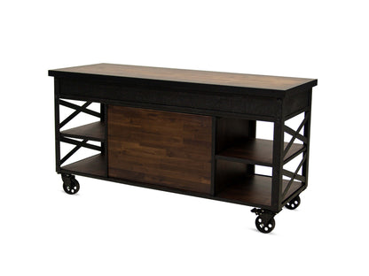 Duramax Farmhouse cabinet 68062 with sliding doors, industrial design, metal and wood, versatile and easy to assemble.