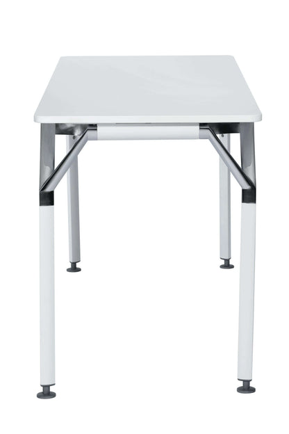 Duramax Ramo Desk 68054 with aluminum legs and chrome details, perfect for home or office spaces.