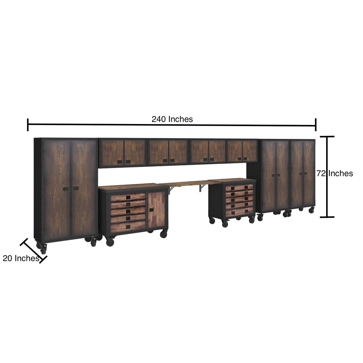Duramax 10 Piece-Garage Storage Combo Set w/ Tool Chests, Wall Cabinets, Free Standing Cabinets and Folding Table 10P148TC136TC4WC3FC