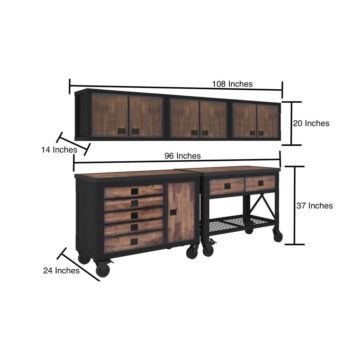 Duramax 5-Piece Garage Storage Combo Set w/ Workbench, Tool Chest and Wall Cabinets 5WBTC3WC