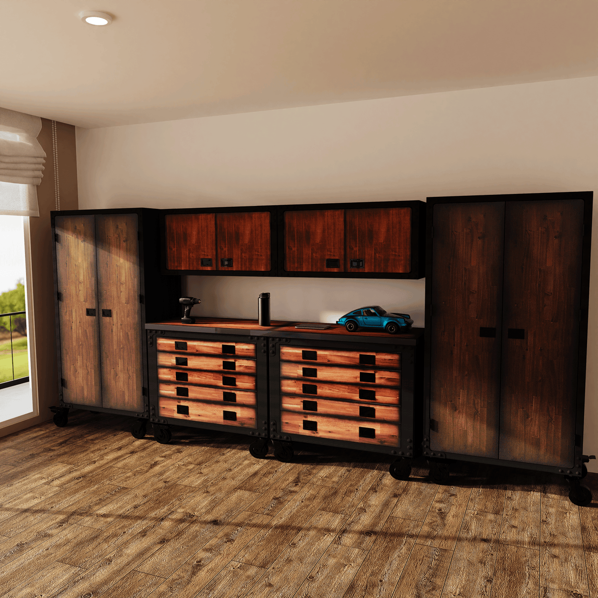 Duramax 6-Piece Garage Storage Combo Set w/ Tool Chests, Wall Cabinets and Free Standing Cabinets 6P2TC2WC2FC