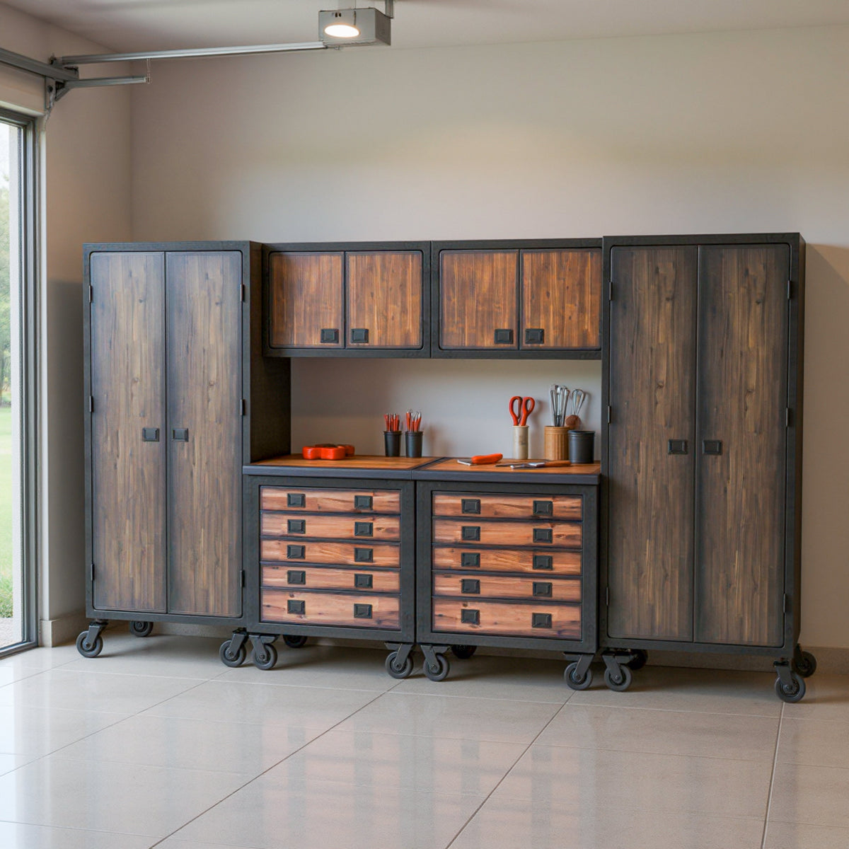 Duramax 6-Piece Garage Storage Combo Set w/ Tool Chests, Wall Cabinets and Free Standing Cabinets 6P2TC2WC2FC