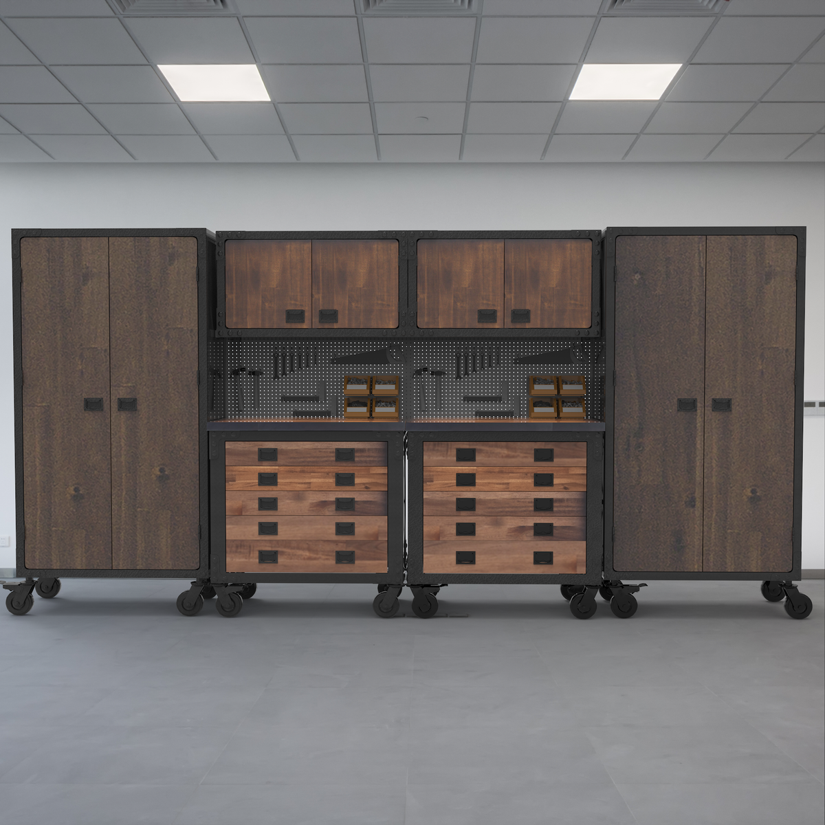 Duramax 6-Piece Garage Storage Combo Set w/ Tool Chests, Wall Cabinets and Free Standing Cabinets 6P2TC2WC2FC