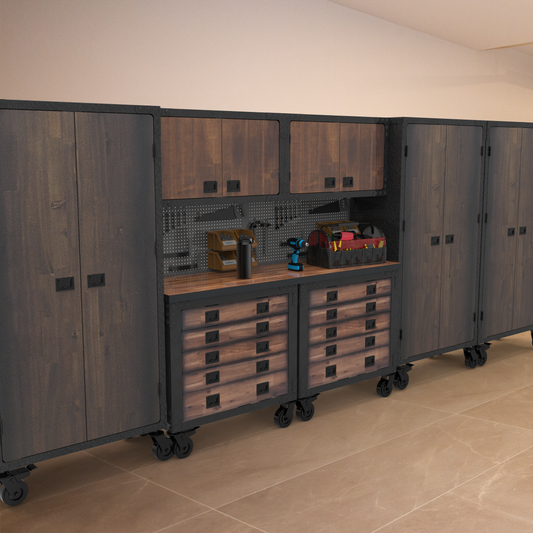 Duramax 7-Piece Garage Storage Combo Set w/ Tool Chests, Wall Cabinets and Free Standing Cabinets 7P2TC2WC3FC 